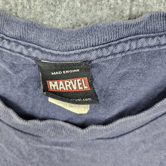 Vintage Mad Engine Marvel Captain America Shirt Mens XL Blue Shield Y2K Hero 90s - Picture 3 of 7